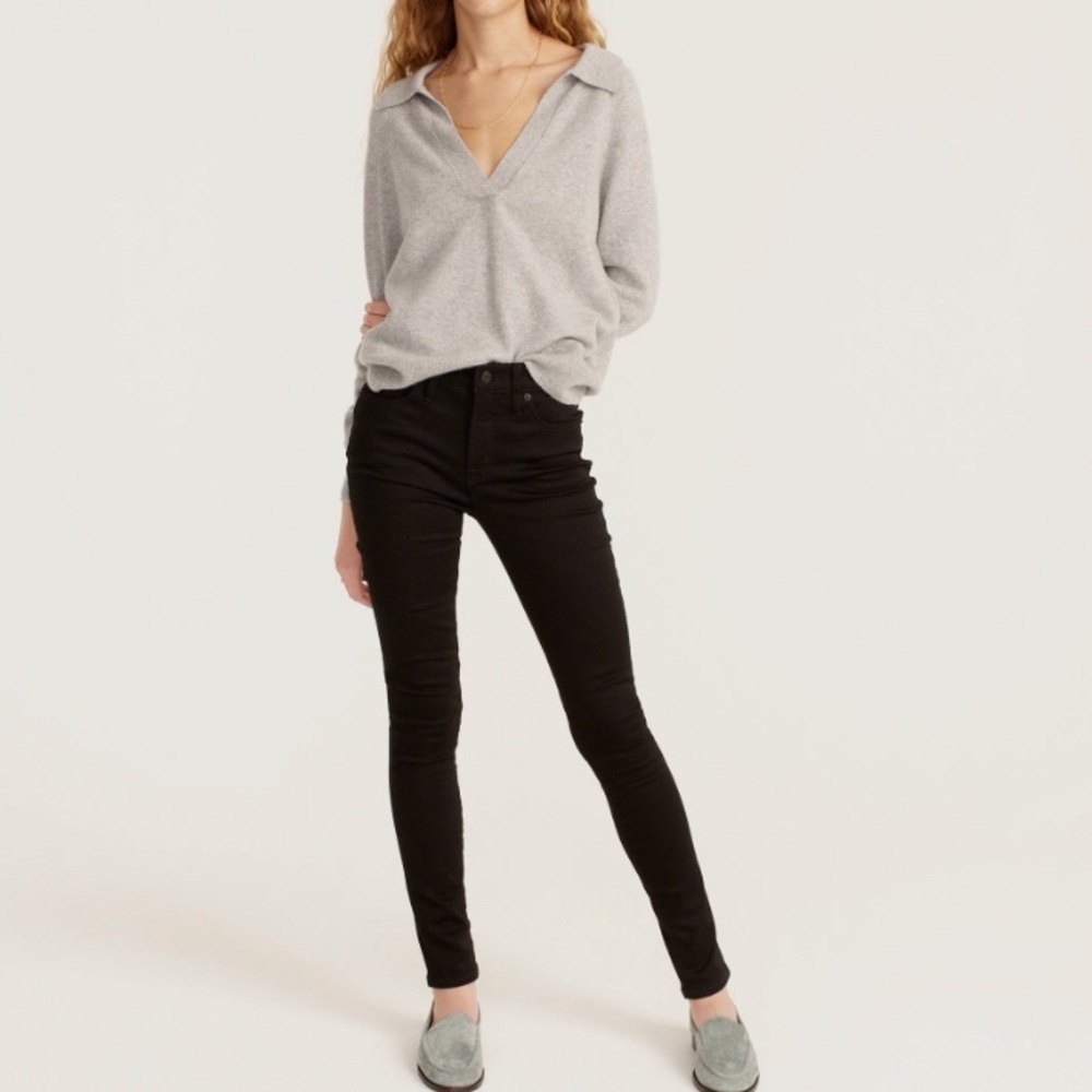 J.Crew 9" High-rise stretchy toothpick jean in new black